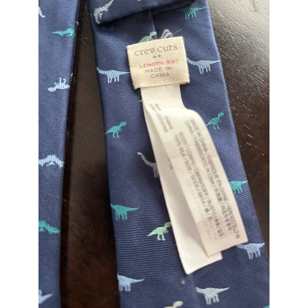 Crewcuts J.Crew Boys Silk Dinosaur Necktie Navy Blue 52 Inch Tie